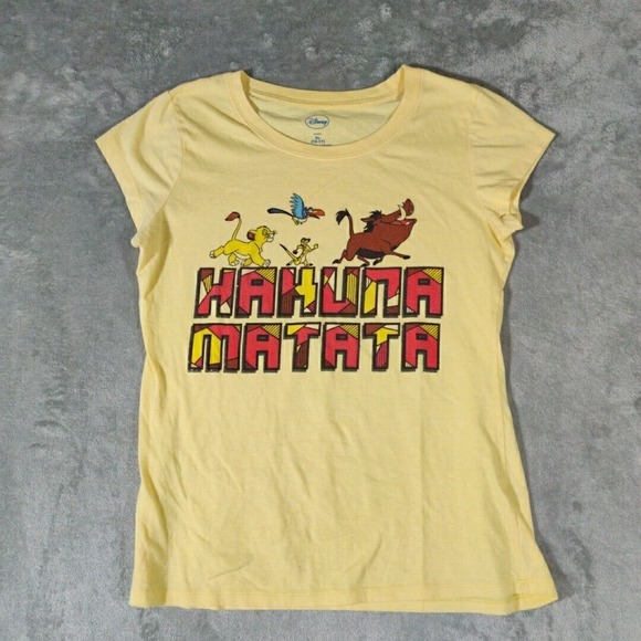 Disney Shirt Girls XL 15/17 Yellow The Lion King Hakuna Matata Casual Cartoon - Picture 1 of 7